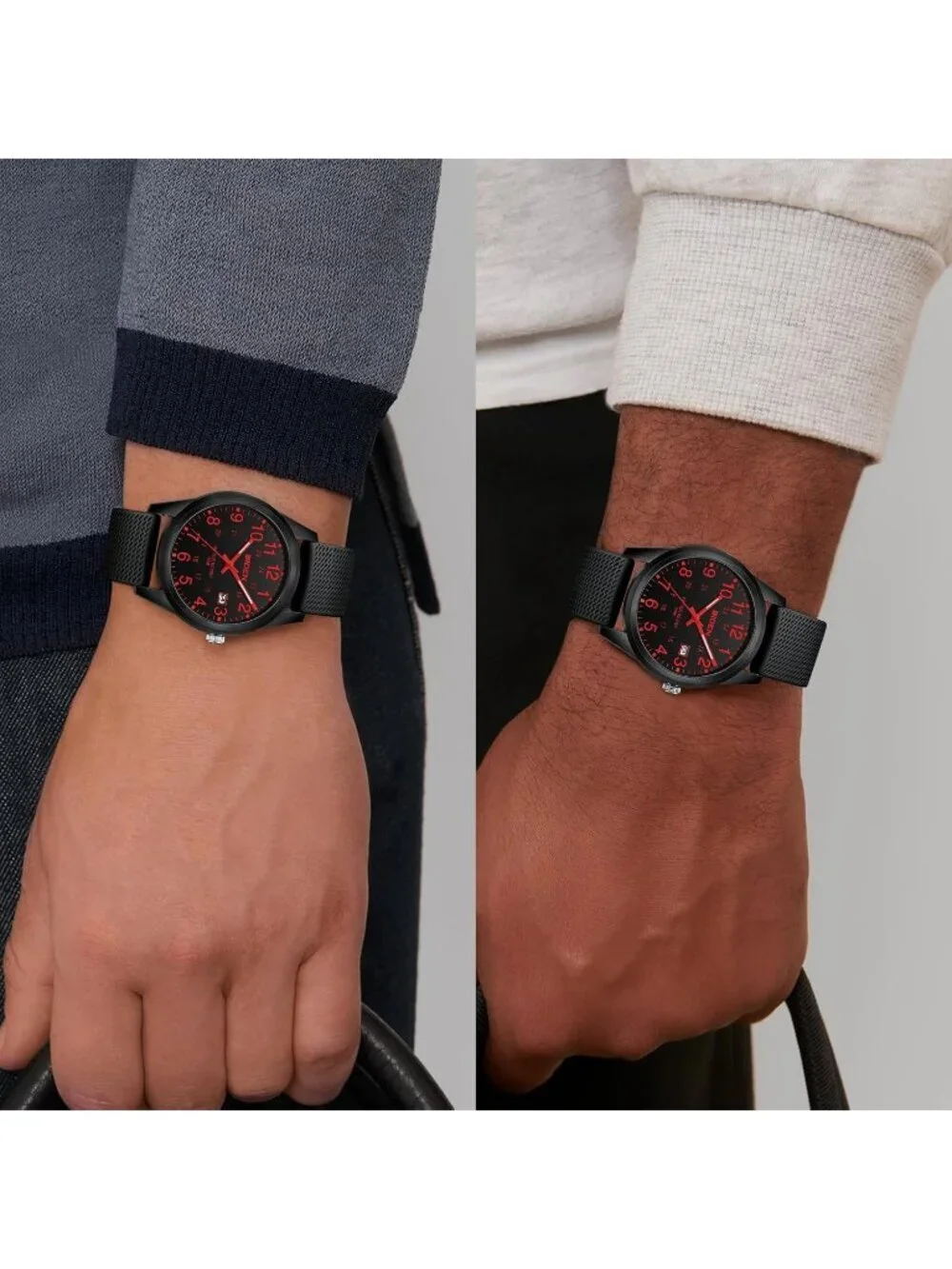 Mens Black Red Analog Quartz Unisex Medical Professionals Waterproof Nurse Watch